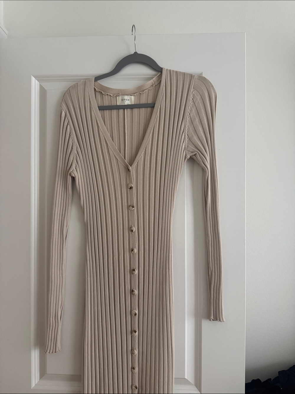 Dissh Ribbed Button-Front Long Sleeve Dress/cardigan